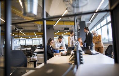 Group of business people working in the modern office