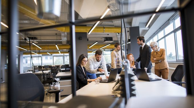Group of business people working in the modern office